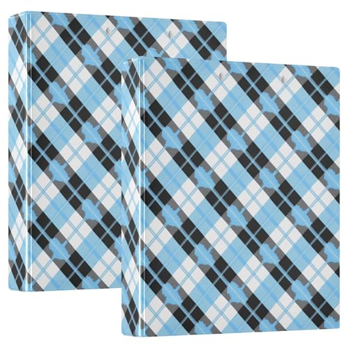 Buffalo karierte Aktenordner mit Taschen, 3,8 cm, sortiert, für Briefgröße (27,9 x 21,6 cm), Blau / Schwarz, 1 Packung von GuoChe