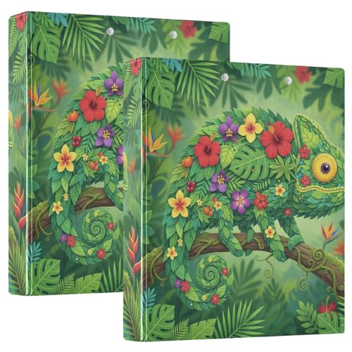 Chamäleon Dschungel-Baldachin, Collage, robuste Ordner mit Klemmbrett, 1 Packung, 3,8 cm, ästhetischer Ordner, Krankenschwesterbedarf, Hardcover von GuoChe