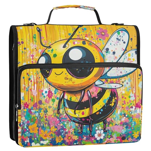 Chic Bee Ringbuch mit 3 Ringen, 3,8 cm, mit Reißverschluss, mit Riemen, mehrere Taschen, tragbares Portfolio für Schule und Büro Chic Bee Ringbuch mit 3 Ringen, 3,8 cm, mit Reißverschluss, mit Riemen, mehrere Taschen, tragbares Portfolio für Schule und Büro von GuoChe