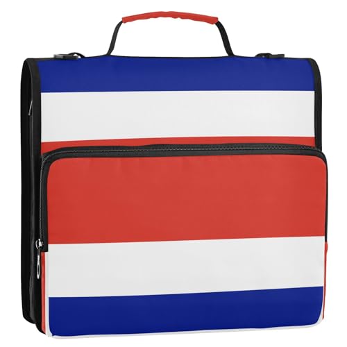 Costa Rica-Flagge, 3,8 cm, 3-Ring-Ordner mit Reißverschluss und Griff, mehrere Taschen, Dokumenten-Organizer für Büro, Schule Costa Rica-Flagge, 3,8 cm, 3-Ring-Ordner mit Reißverschluss und Griff, mehrere Taschen, Dokumenten-Organizer für Büro, Schule von GuoChe
