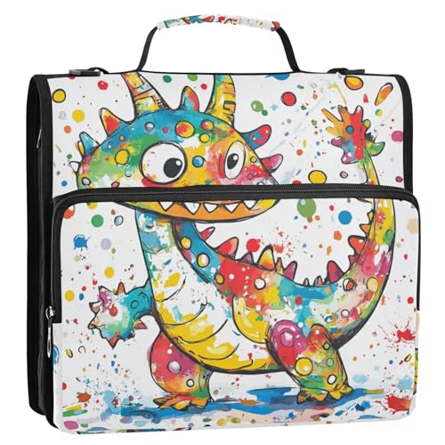 Cute Dragon 3 Ringe 3,8 cm Reißverschluss-Bindertasche mit Schultergurt und Griff, wasserdichter Dokumentenordner, Organizer für Mittelschüler von GuoChe