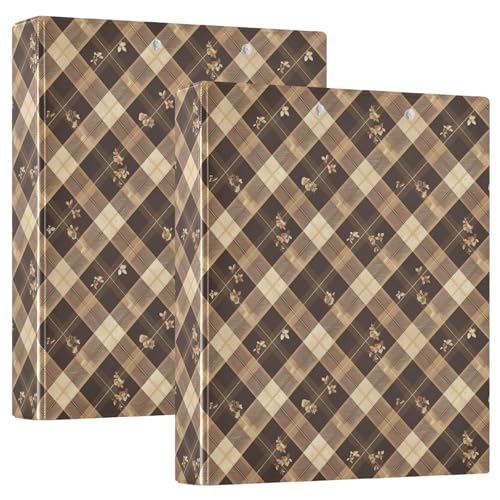 D-Ringbuch mit Innentaschen, 3,8 cm, Bürobedarf, für Briefgröße (27,9 x 21,6 cm), kariert, Kamelkaro, 1 Packung von GuoChe