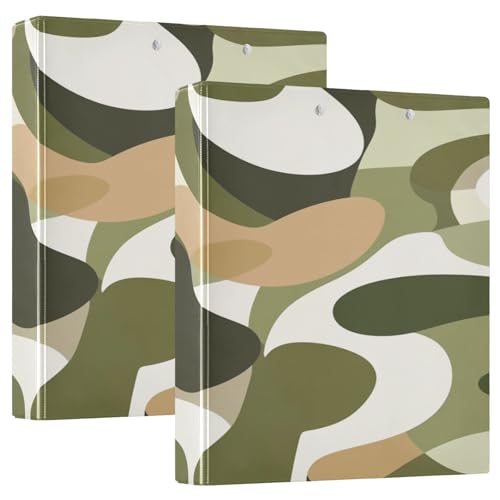 D-Ringbuch mit Innentaschen, 3,8 cm, Camouflage-Grün / Weiß, 1 Packung von GuoChe