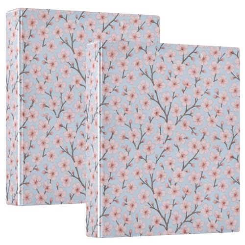 D-Ringbuch mit Kirschblütenmuster, mit Klemmbrett, 1 Packung, 3,8 cm, Büroordner, Lehrerbedarf, Hardcover von GuoChe