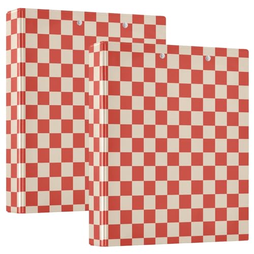 D-Ringbuch mit Taschen, kariert, 3,8 cm, sortiert, für 200 Blatt, Rot kariert von GuoChe