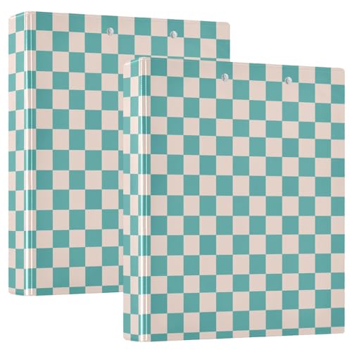 D-Ringbuch mit Tascheneinband, 3,8 cm, ästhetischer Ordner, Schreibwaren-Organizer, Hardcover, Blaugrün kariert, 1 Packung D-Ringbuch mit Tascheneinband, 3,8 cm, ästhetischer Ordner, Schreibwaren-Organizer, Hardcover, Blaugrün kariert, 1 Packung von GuoChe