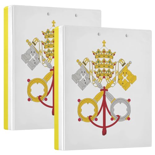 D-Ringbuch mit Vatikanstadt-Flagge und Innentaschen, 1 Packung, 3,8 cm, Büroordner, Schreibwaren-Organizer, Zubehör für Briefgröße (27,9 x 21,6 cm) von GuoChe