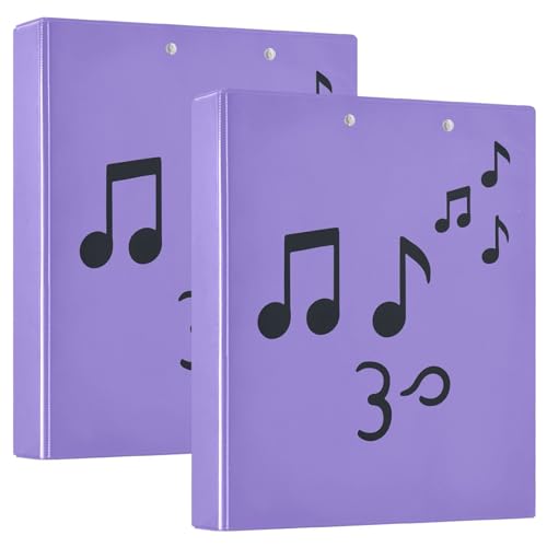D-Ringordner mit Taschen im Musiknoten-Look, 1 Packung, 3,8 cm, ästhetischer Ordner, Büropapiere für Briefgröße (27,9 x 21,6 cm) von GuoChe