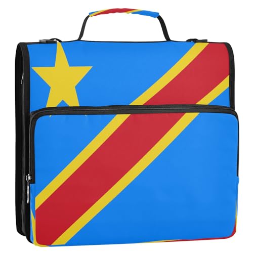 Demokratische Republik Kongo Flagge, 3 Ringe, 3,8 cm, Ordner, Reißverschluss mit Griff, inklusive Reißverschlusstasche, Dokumentenmappe, Organizer, geeignet für Mittelschule Demokratische Republik Kongo Flagge, 3 Ringe, 3,8 cm, Ordner, Reißverschluss mit Griff, inklusive Reißverschlusstasche, Dokumentenmappe, Organizer, geeignet für Mittelschule von GuoChe