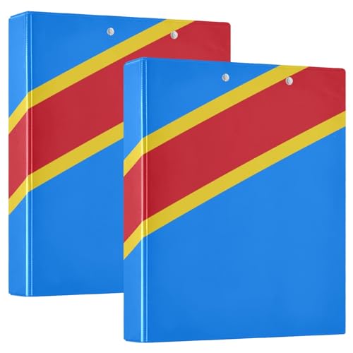 Demokratische Republik Kongo Flagge, D-Rings-Ordner mit Klemmbrett, 1 Packung, 3,8 cm, Büroordner, Dokumentenaufbewahrung für Briefgröße (27,9 x 21,6 cm) von GuoChe