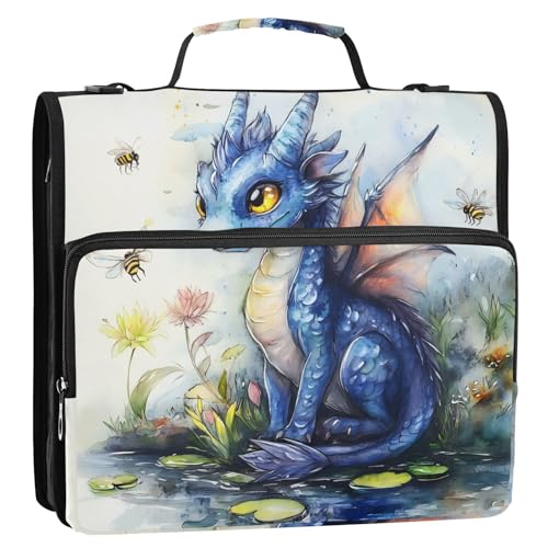 Dragon Fantasy Kunstdruck, 3,8 cm, 3 Ringe, Reißverschluss, Ordner mit Griff und abnehmbarem Schultergurt, wasserdicht, Dokumentenmappe für die Schule Dragon Fantasy Kunstdruck, 3,8 cm, 3 Ringe, Reißverschluss, Ordner mit Griff und abnehmbarem Schultergurt, wasserdicht, Dokumentenmappe für die Schule von GuoChe