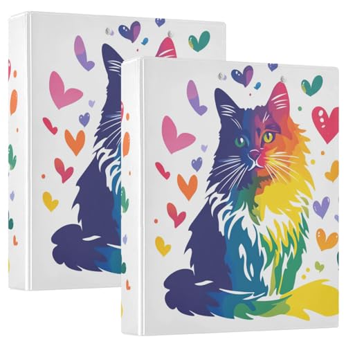 Drei-Ringbuch 1 und 1/2 Zoll mit Klemmbrett 1/2 Pack Schulhefter Hardcover Regenbogen Katze Herz Drei-Ringbuch 1 und 1/2 Zoll mit Klemmbrett 1/2 Pack Schulhefter Hardcover Regenbogen Katze Herz von GuoChe