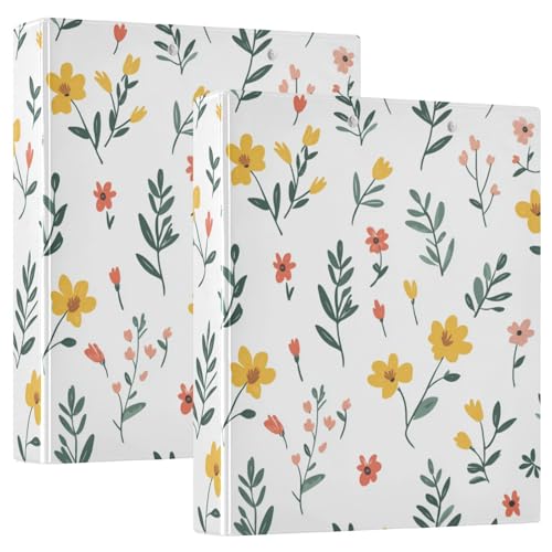 Drei-Ringbuch 3,8 cm mit Klemmbrett, 1/2er-Pack für Briefgröße (27,9 x 21,6 cm), Hardcover, kleine Wildblumen von GuoChe