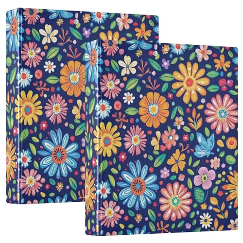 Drei-Ringbuch mit Tascheneinband, 3,8 cm (1,5 Zoll), 1/2 Packung Ordner für Briefgröße (27,9 x 21,6 cm), 200 Blatt, bunte Blumen, Blau von GuoChe