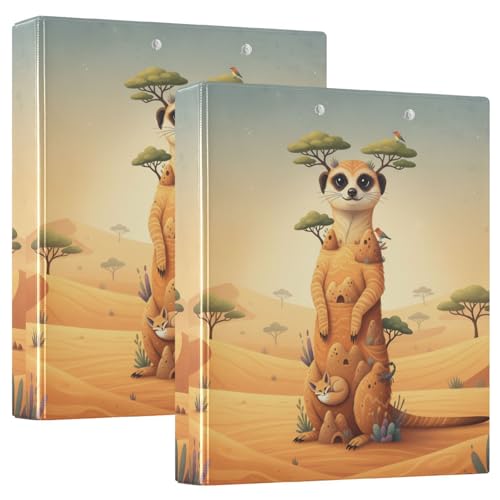 Erdmännchen Kalahari Desert Collage Klemmbrett Ordner mit Taschen, 1 Packung, 3,8 cm, ästhetischer Ordner, Büro, Geschäft, hält 200 Blatt von GuoChe