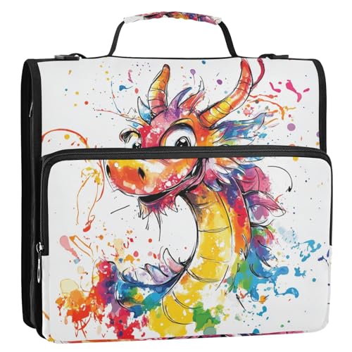 Funny Dragon 3,8 cm 3-Ringbuch mit extra Taschen mit Riemen, wasserdicht, Dokumentenordner, Organizer, geeignet für Mittelschule Funny Dragon 3,8 cm 3-Ringbuch mit extra Taschen mit Riemen, wasserdicht, Dokumentenordner, Organizer, geeignet für Mittelschule von GuoChe
