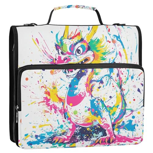 Funny Dragon Ordner-Organizer mit 3 Ringen, 3,8 cm, Reißverschluss, mit Schultergurt, mehrere Taschen, Dokumenten-Aufbewahrungstasche für Schule/Büro Funny Dragon Ordner-Organizer mit 3 Ringen, 3,8 cm, Reißverschluss, mit Schultergurt, mehrere Taschen, Dokumenten-Aufbewahrungstasche für Schule/Büro von GuoChe