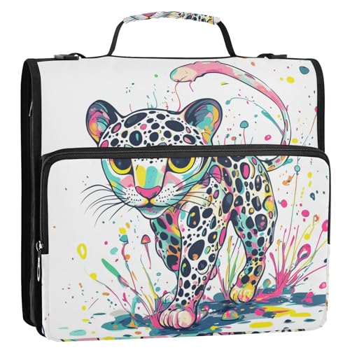 Funny Leopard 3,8 cm 3-Ringbuch mit extra Taschen mit Schultergurt und Griff, tragbar, für Zuhause, Reisen, sichere Aufbewahrungstasche für die Schule Funny Leopard 3,8 cm 3-Ringbuch mit extra Taschen mit Schultergurt und Griff, tragbar, für Zuhause, Reisen, sichere Aufbewahrungstasche für die Schule von GuoChe