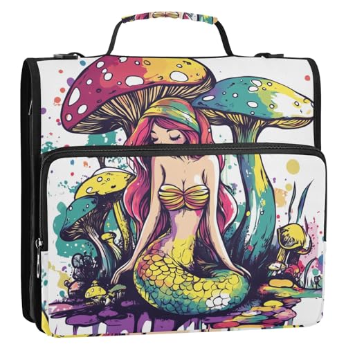 Funny Mermaid 3,8 cm 3-Ring-Organizer mit Griff, mehrere Taschen, Schulordner für die Schule von GuoChe