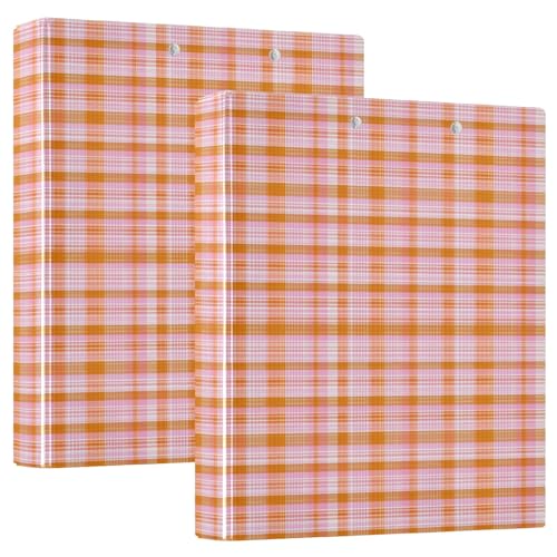 Funny Plaid Check Orange 1 Datenordner mit Klemmbrett, 1 Packung, 3,8 cm, ästhetischer Ordner, Bürobedarf für Briefgröße (27,9 x 21,6 cm) von GuoChe