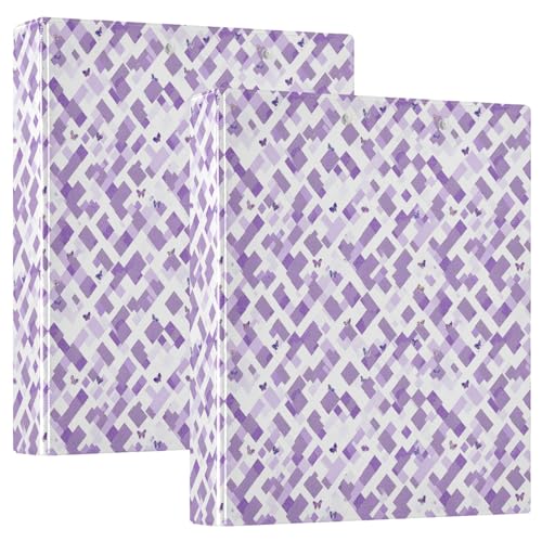 Funny Plaid Check Purple White 1 Klemmbrett Ordner mit Klemmbrett, 1 Packung, 3,8 cm, sortierte Ordner, Büropapiere, Hardcover von GuoChe