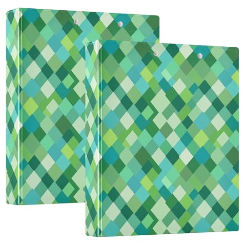 Funny Plaid Check Turquoise Green 1 Notizbuch Ordner mit Tascheneinband, 1 Packung, 3,8 cm, Büroordner, Büro, Dokumenten-Organizer für Briefformen (27,9 x 21,6 cm) von GuoChe