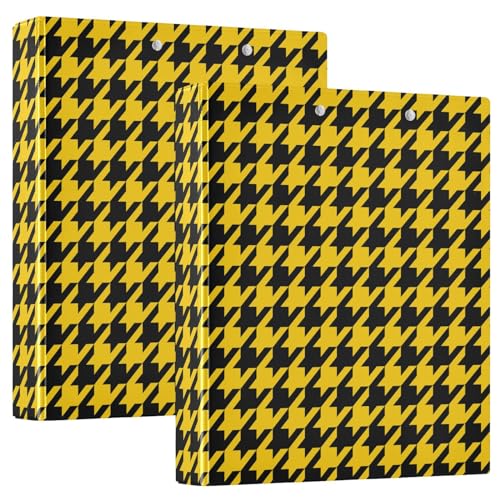 Gelbes schwarzes Büffelkaro, 3 Ringbücher mit Klemmbrett, 1/2 Stück Ordner, ästhetischer Ordner, Hardcover von GuoChe