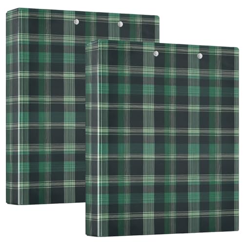 Grünes Büffelkariertes Schottenkaro D-Ringbuch mit Taschen, 1 Packung, 3,8 cm, ästhetischer Ordner, Lehrerbedarf für Briefgröße (27,9 x 21,6 cm) von GuoChe