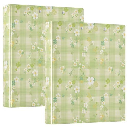 Grünes kariertes D-Ringbuch mit Taschen, 1 Packung, 3,8 cm, ästhetischer Ordner, Krankenschwesterbedarf für Briefgröße (27,9 x 21,6 cm) von GuoChe