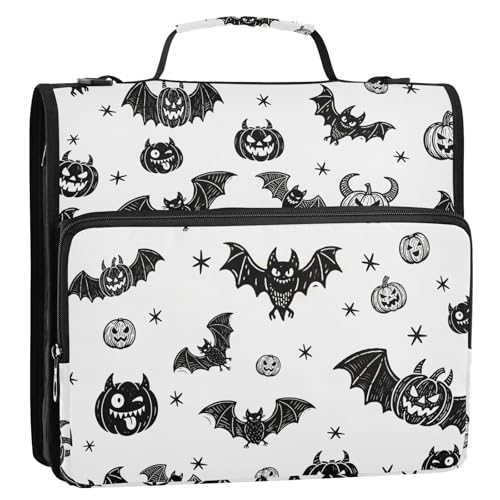 Halloween Fledermaus schwarz gemustert 3 Ringe 3,8 cm Reißverschluss Bindertasche mit Griff leicht zu tragen Dokumentenmappe Organizer für Schule/Büro Halloween Fledermaus schwarz gemustert 3 Ringe 3,8 cm Reißverschluss Bindertasche mit Griff leicht zu tragen Dokumentenmappe Organizer für Schule/Büro von GuoChe