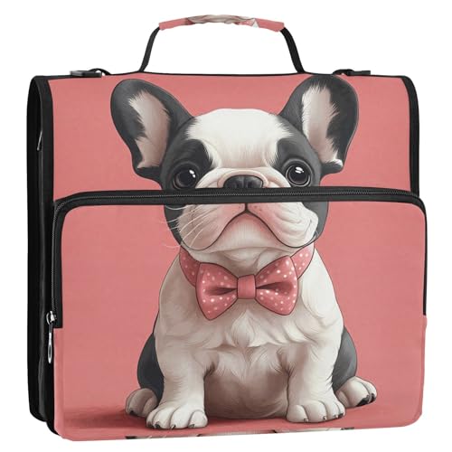 Hunde-Fliege, Blush Art, 3,8 cm, 3 Ringe, Reißverschluss, mit Griff und abnehmbarem Schultergurt, mehrere Taschen, Dokumentenmappe für Schule/Büro Hunde-Fliege, Blush Art, 3,8 cm, 3 Ringe, Reißverschluss, mit Griff und abnehmbarem Schultergurt, mehrere Taschen, Dokumentenmappe für Schule/Büro von GuoChe