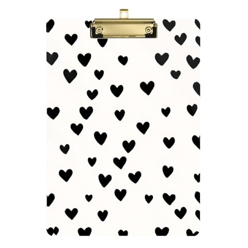 Klemmbrett, Notizblock, Standardloch für Klemmbrett, Lehrer, Größe 22,9 x 30,5 cm, schwarze Herzpunkte Klemmbrett, Notizblock, Standardloch für Klemmbrett, Lehrer, Größe 22,9 x 30,5 cm, schwarze Herzpunkte von GuoChe