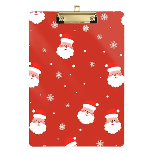 Klemmbrett Ordner Padfolio Transparent für Krankenschwester Student Trade Quest Größe 9 x 12 Weihnachten Santa von GuoChe