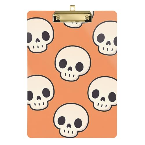 Klemmbrett aus Acryl, niedlich, für Lehrer, Portfolio, Klemmbrett, Größe 22,9 x 30,5 cm, bezauberndes Totenkopf-Muster von GuoChe