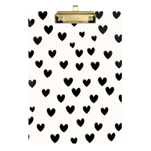Klemmbrett für Damen, transparent, für personalisierte Klemmbretter für Lehrer, Größe 22,9 x 30,5 cm, schwarzes Herz Klemmbrett für Damen, transparent, für personalisierte Klemmbretter für Lehrer, Größe 22,9 x 30,5 cm, schwarzes Herz von GuoChe