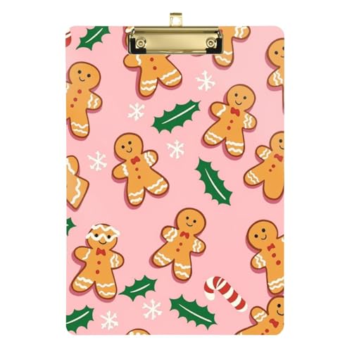 Klemmbrett mit Lebkuchenmann, Weihnachtsmotiv, transparent, für personalisierte Klemmbretter für Lehrer, Größe 9 von GuoChe