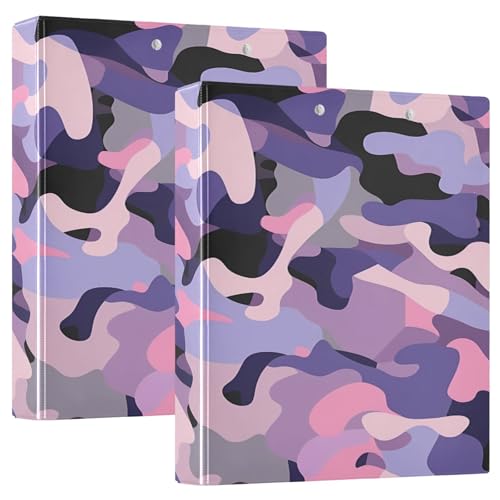 Klemmbrett mit Taschen, 3,8 cm, ästhetischer Ordner, Büro-Organizer für Briefgröße (27,9 x 21,6 cm), Camouflage-Muster, Violett, 1 Packung von GuoChe