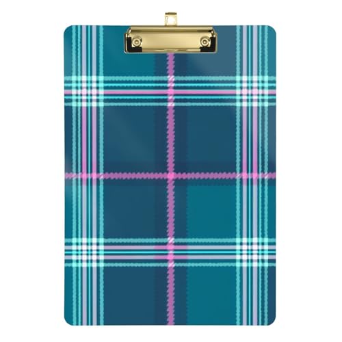 Klemmbrett mit blaugrünem Karomuster, wasserdicht, für Volleyball, Baseball, Trainer, Größe 22,9 x 30,5 cm Klemmbrett mit blaugrünem Karomuster, wasserdicht, für Volleyball, Baseball, Trainer, Größe 22,9 x 30,5 cm von GuoChe