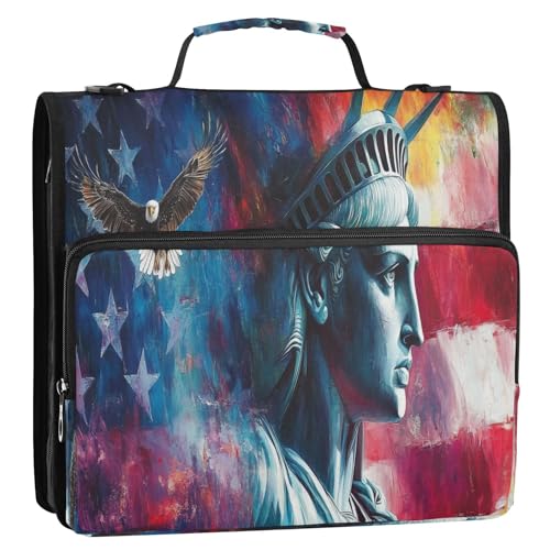 Lady Liberty Presidents Day Art Ordner mit 3 Ringen, 3,8 cm, mit Reißverschluss und Griff, mehrere Taschen, Schulordner für Schule und Büro Lady Liberty Presidents Day Art Ordner mit 3 Ringen, 3,8 cm, mit Reißverschluss und Griff, mehrere Taschen, Schulordner für Schule und Büro von GuoChe
