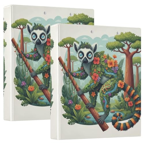 Lemur Madagaskar Regenwald-Collage-Klemmbrett mit Klemmbrett, 1 Packung, 3,8 cm, ästhetischer Ordner, Lehrerbedarf für Briefgröße (27,9 x 21,6 cm) von GuoChe