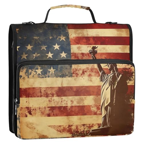 Liberty Art Ordnertasche mit 3 Ringen, mit Reißverschluss, mit Riemen, wasserdicht, Dokumentenmappe, Organizer, für Mittelschule, 3,8 cm Liberty Art Ordnertasche mit 3 Ringen, mit Reißverschluss, mit Riemen, wasserdicht, Dokumentenmappe, Organizer, für Mittelschule, 3,8 cm von GuoChe