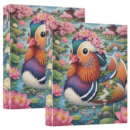 Mandarinenente, Seerose, Teich-Collage, D-Ringe, Ordner mit Klemmbrett, 1 Packung, 3,8 cm, sortierte Ordner, Arztbedarf für Briefgröße (27,9 x 21,6 cm) von GuoChe