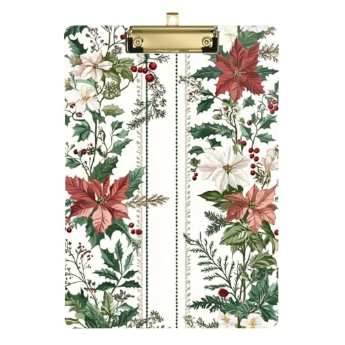 Mini-Klemmbretter, Standard-Loch, für Polizei, Büro, Krankenschwester, Fußball, Trainer, Größe 22,9 x 30,5 cm, Blumen-Weihnachtsstern Mini-Klemmbretter, Standard-Loch, für Polizei, Büro, Krankenschwester, Fußball, Trainer, Größe 22,9 x 30,5 cm, Blumen-Weihnachtsstern von GuoChe