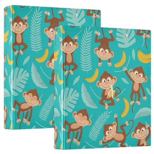 Monkey on Blue 3,8 cm Notizbuch, 3,8 cm, Ringbuch mit Tascheneinband, 1/2er-Pack, Bürobedarf, Hardcover von GuoChe