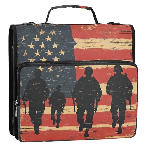 National Vietnam War Veterans Day Army 3 Rings Sturdy Zipper Binder with Handle Includes Zip Pocket Document Binder Organizer for School and Office von GuoChe