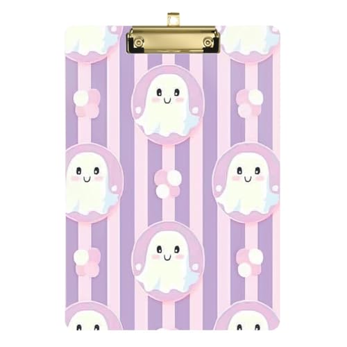 Niedliche Geister auf violetten Streifen Klemmbretter in Großpackung, wasserdicht, für Hausaufgaben, Kindergröße 22,9 x 30,5 cm von GuoChe