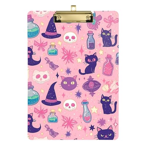 Niedliches Halloween-Klemmbrett mit Katzenmotiv, Standardloch für Trainer, medizinisches Klassenzimmer, Größe 9 von GuoChe