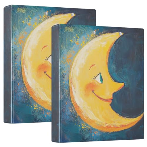 Notizbuch, 3 Ringen, 3,8 cm, mit Klemmbrett, 1/2er-Pack, Schulhefter Hardcover, niedlicher Mond Notizbuch, 3 Ringen, 3,8 cm, mit Klemmbrett, 1/2er-Pack, Schulhefter Hardcover, niedlicher Mond von GuoChe