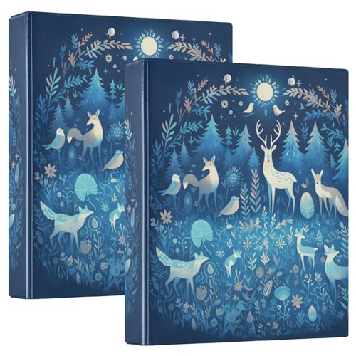 Notizbuch, runde Ringe, 3,8 cm, mit Klemmbrett, 1/2er-Pack, Ordner für Studenten, Hardcover, Blau, Cartoon, geheimnisvolle Hirsche Notizbuch, runde Ringe, 3,8 cm, mit Klemmbrett, 1/2er-Pack, Ordner für Studenten, Hardcover, Blau, Cartoon, geheimnisvolle Hirsche von GuoChe