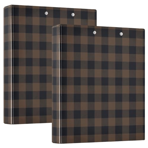 Notizbuch mit Klemmbrett, kariert, mit Klemmbrett, 3,8 cm, Braun / Schwarz, Gingham-Büffelkaro, Hardcover von GuoChe